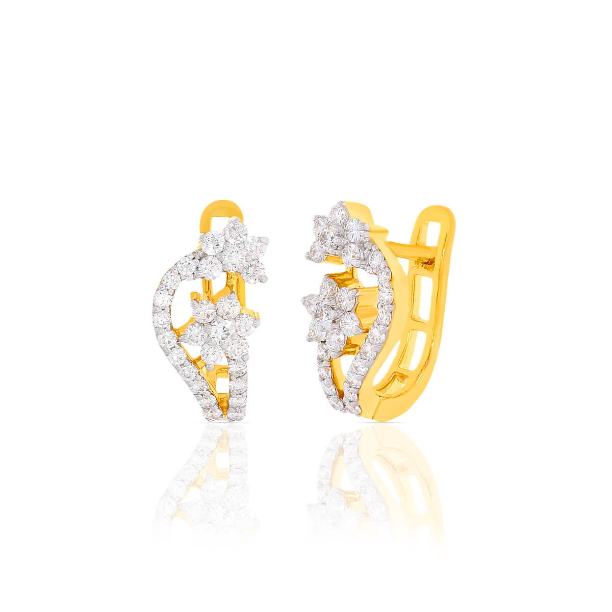 Shinning Flora Elegance 18K Diamond Hoops