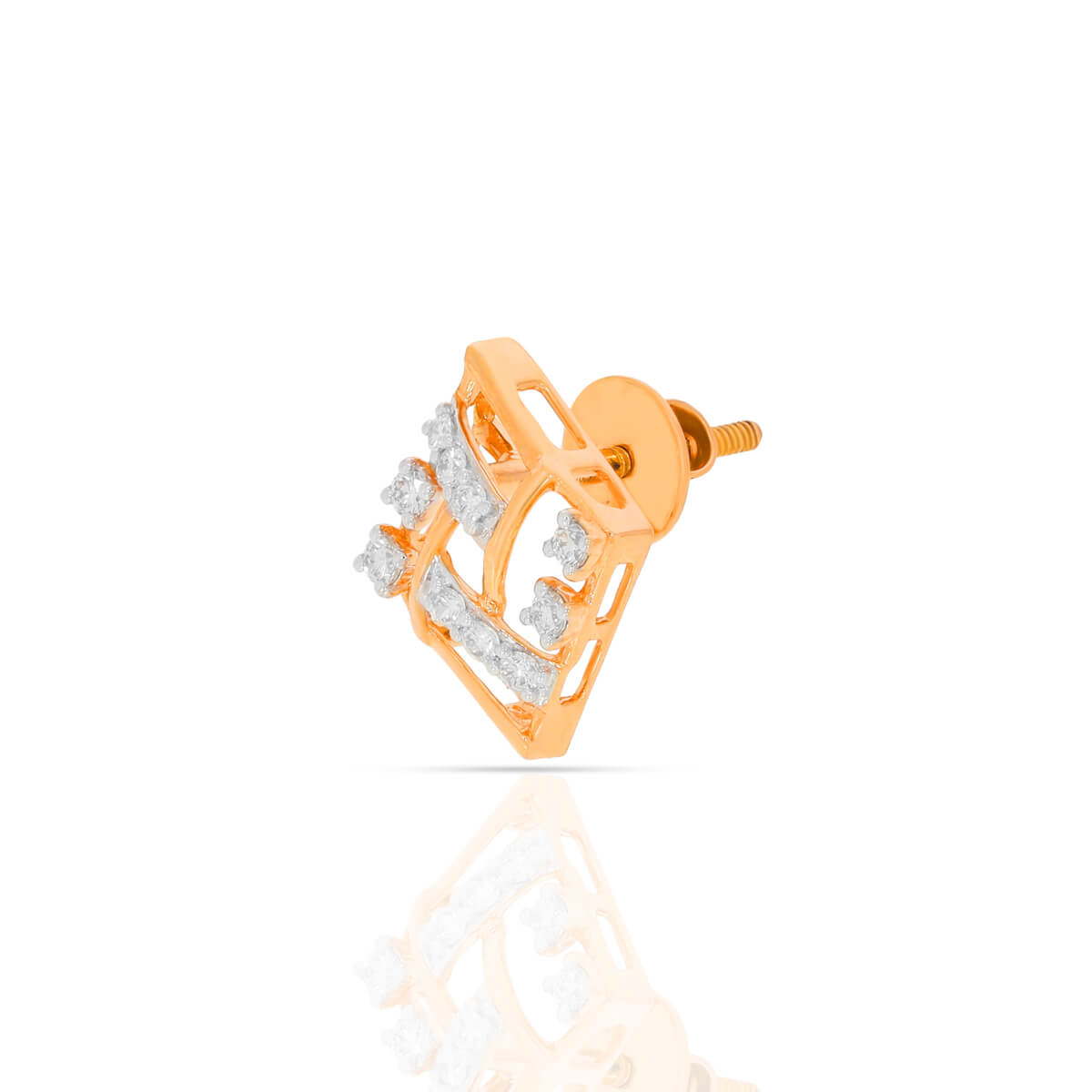 Charming Enigmatic Box Gold Stud Earrings 18K