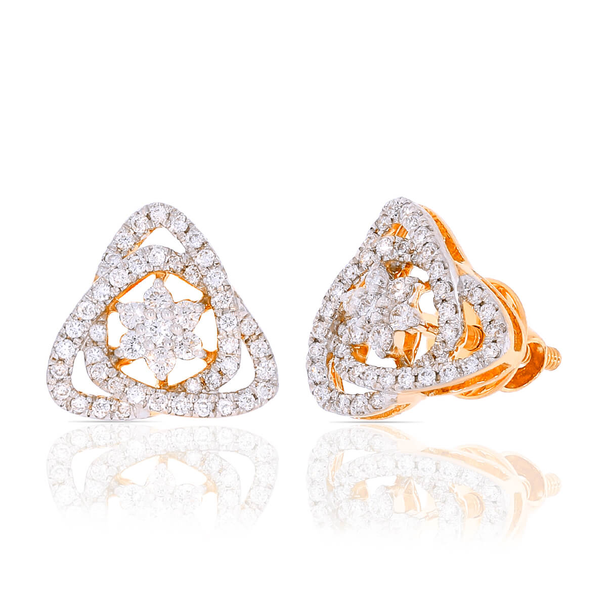 Exquisite Rose Gold Trigonal Studs