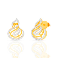 Elegant Swirl 18K Diamond Stud Earrings