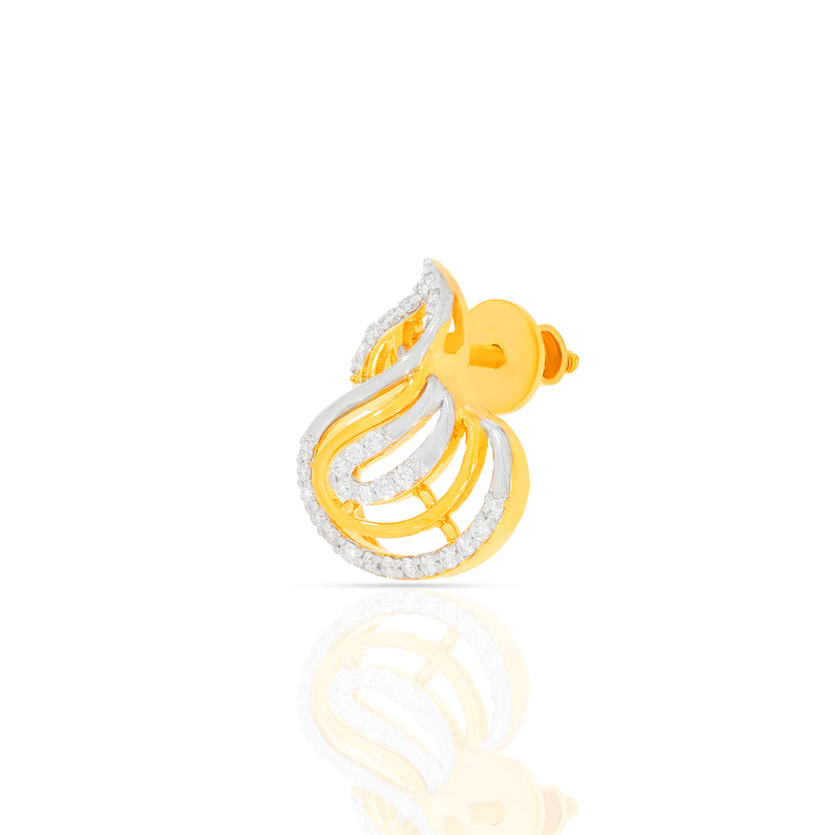 Elegant Swirl 18K Diamond Stud Earrings