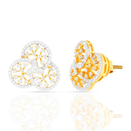 18K Floral Stud Earrings with Minimalistic Charm