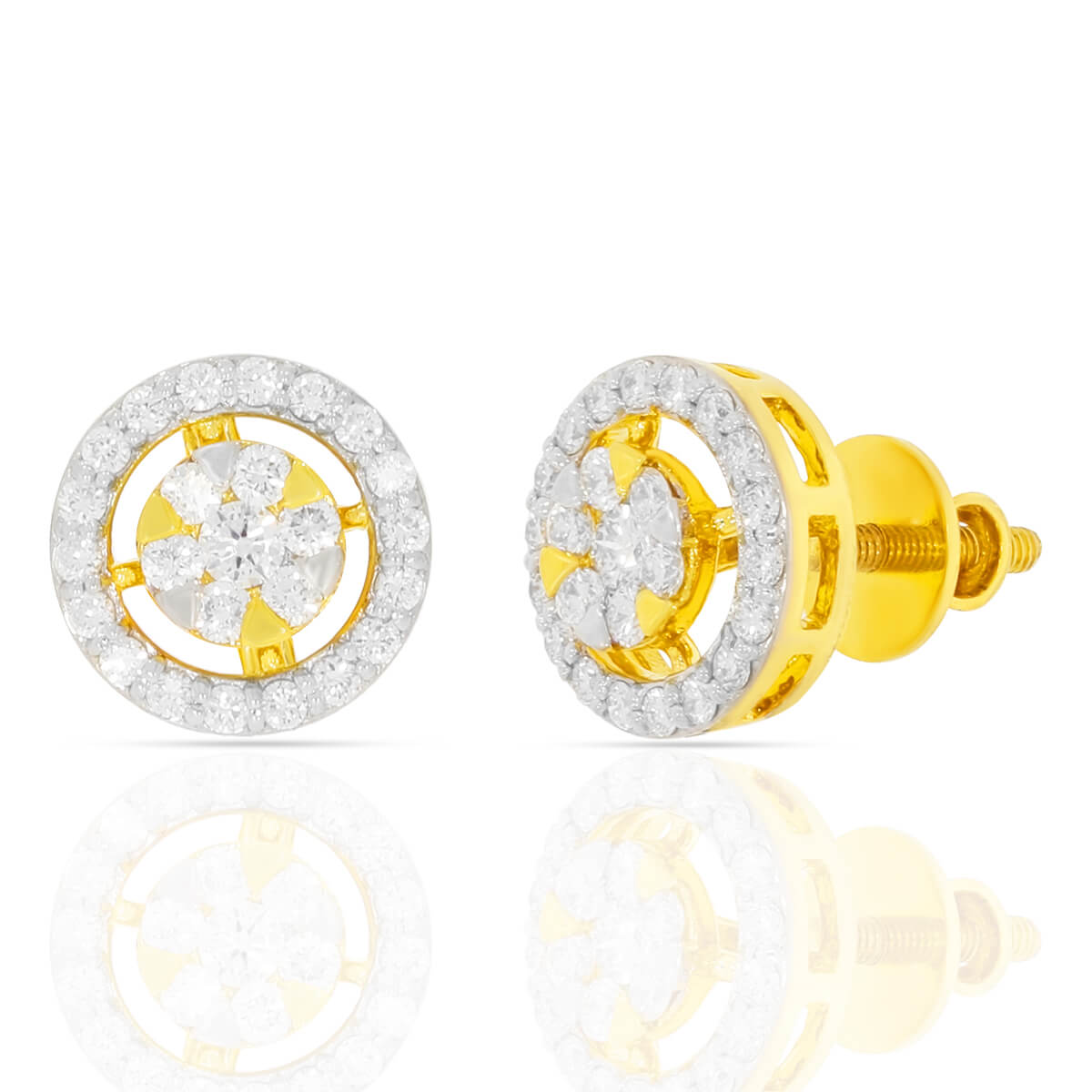 Gleaming Wheel Motif Diamond Studs