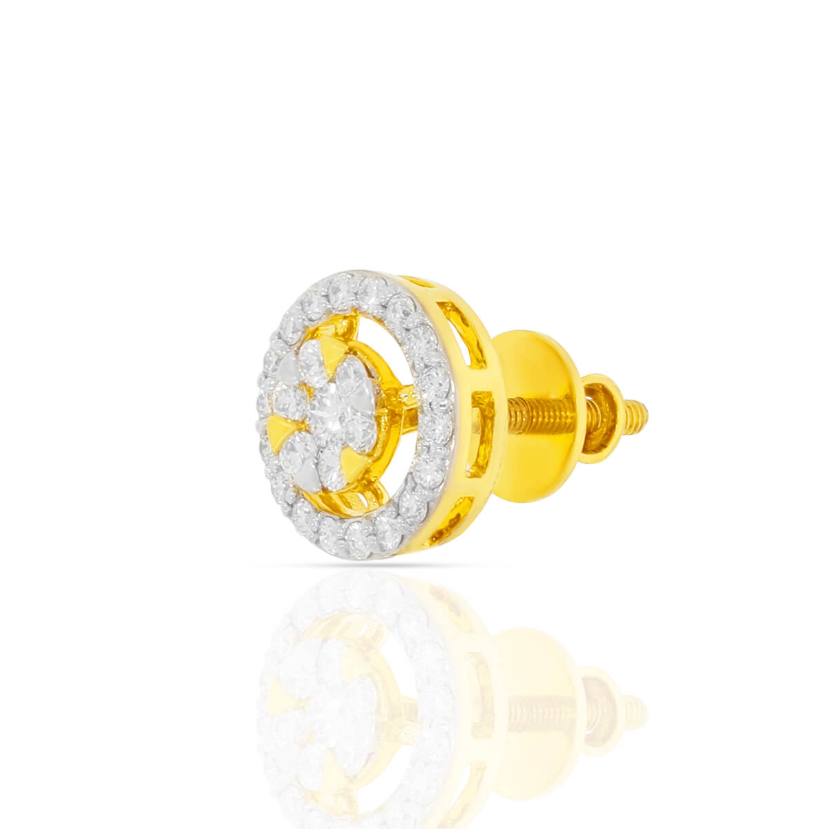 Gleaming Wheel Motif Diamond Studs