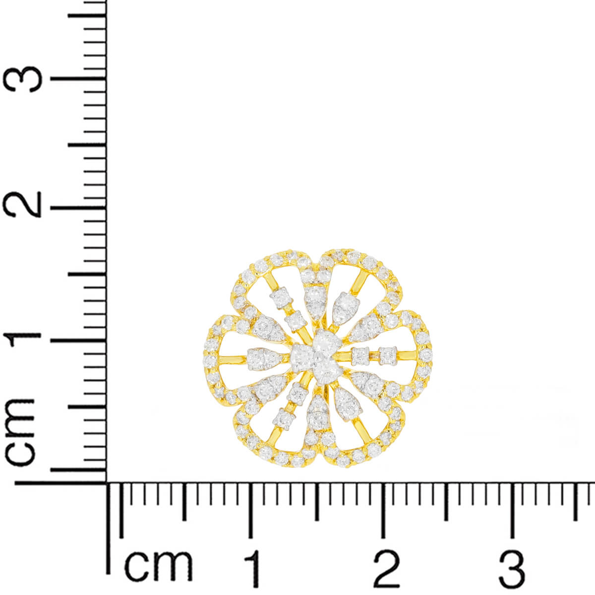 18K Floral Gold Stud Earrings with Luxurious Diamond
