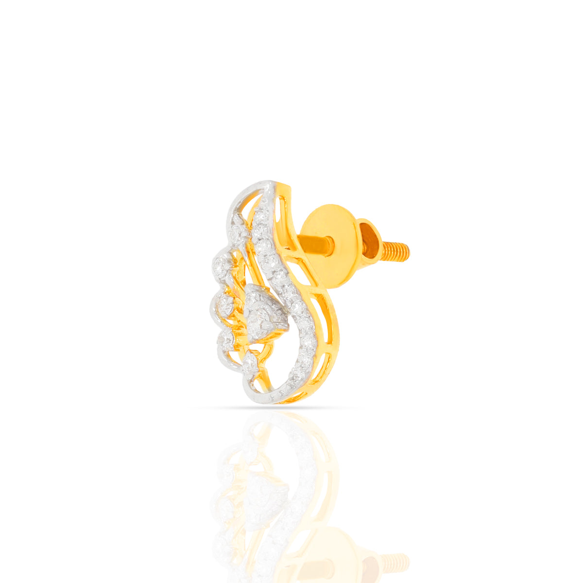 Elegant Dazzle 18K Diamond Wings Stud Earrings