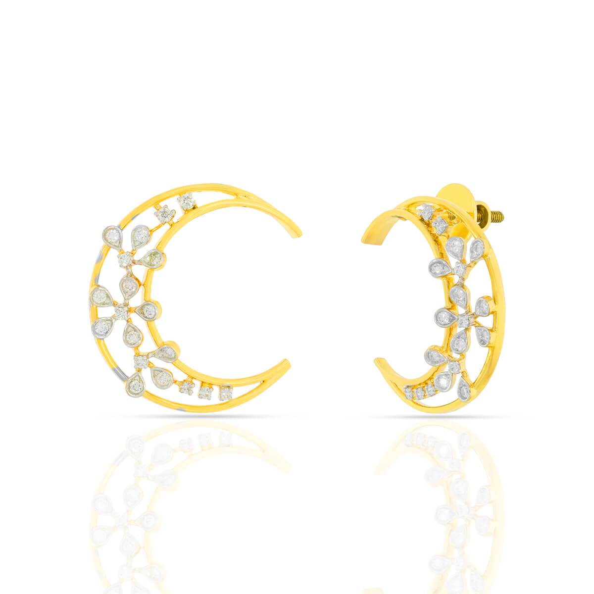 Stylish Crescent Design 18K Studs for Modern Elegance