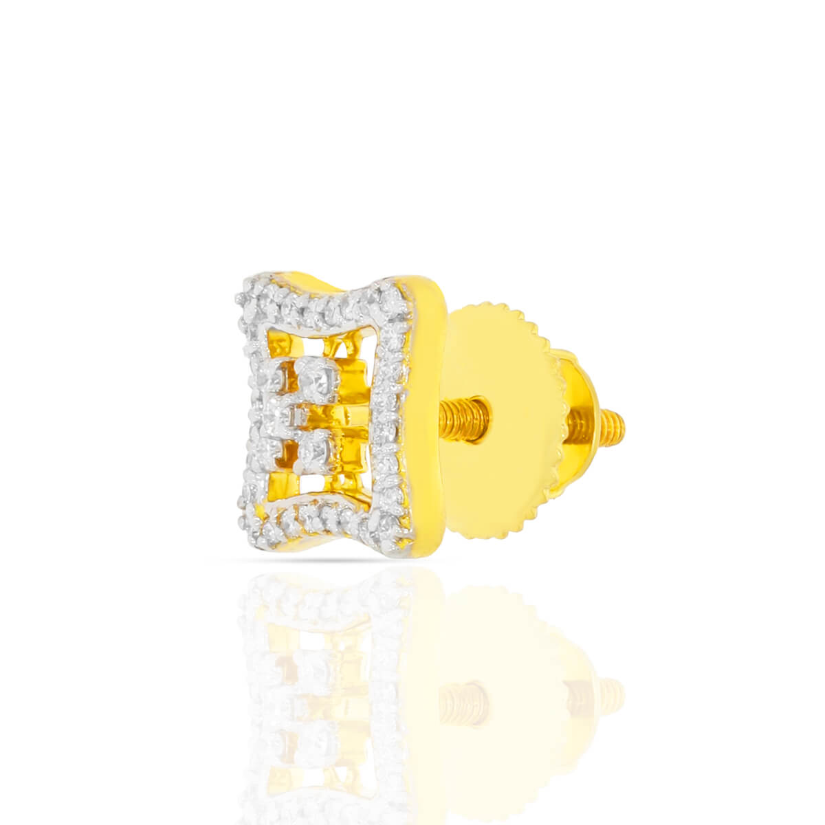 18K Yellow Gold Square Stud for Enchanting Look