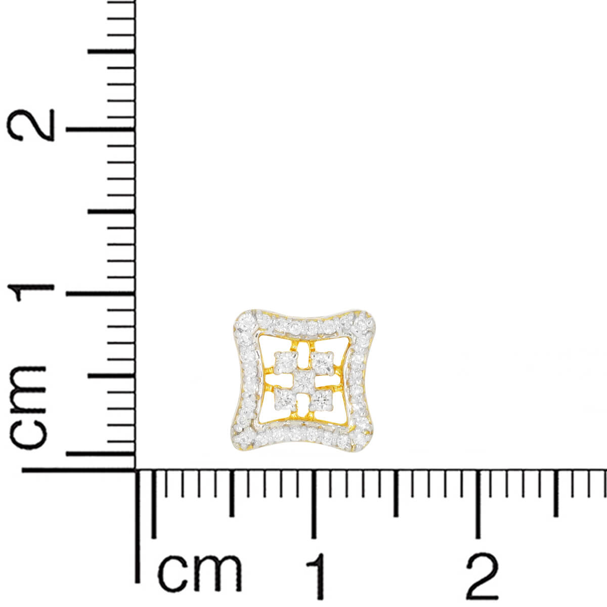 18K Yellow Gold Square Stud for Enchanting Look