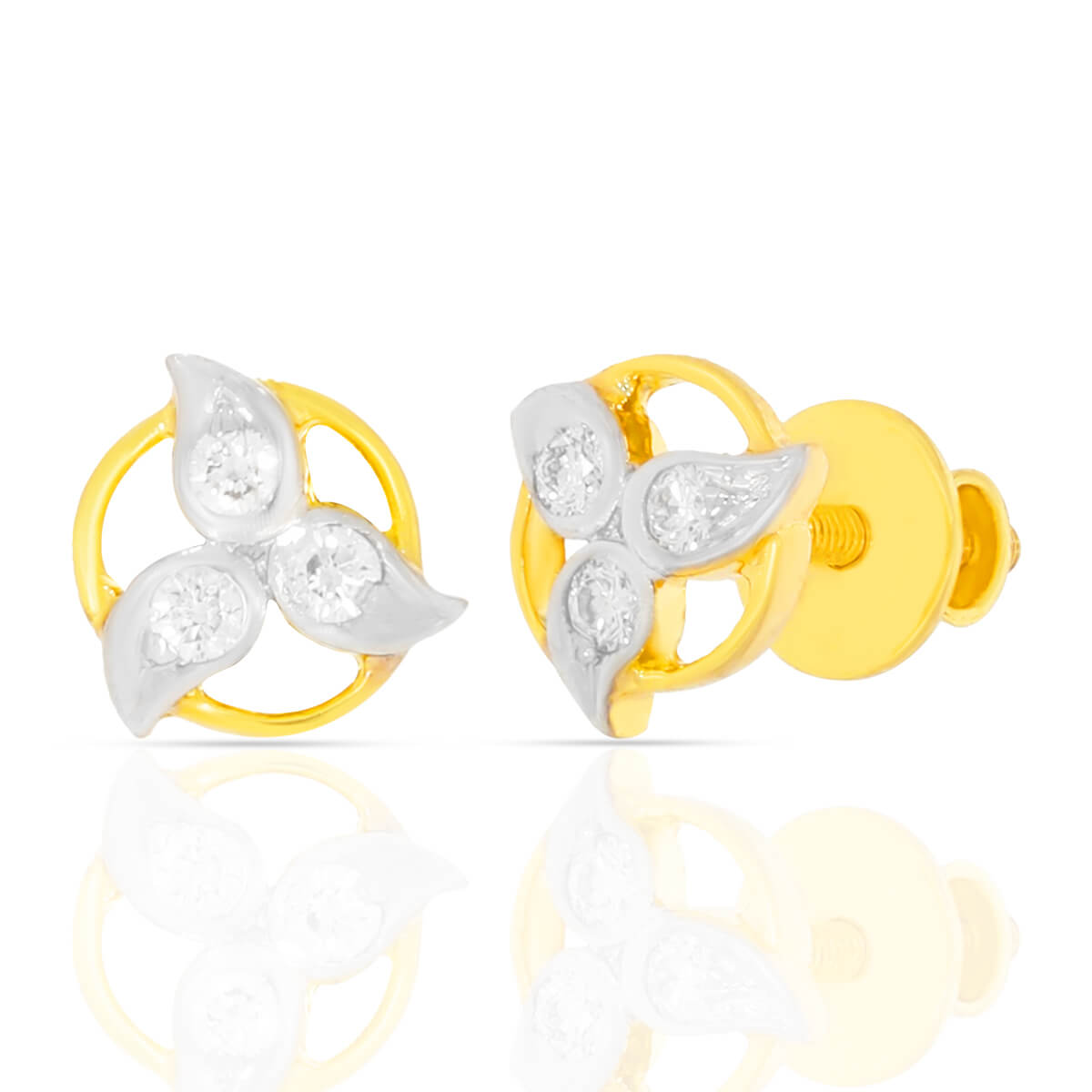Sparkling Elegance Three Petal 18K Diamond Studs