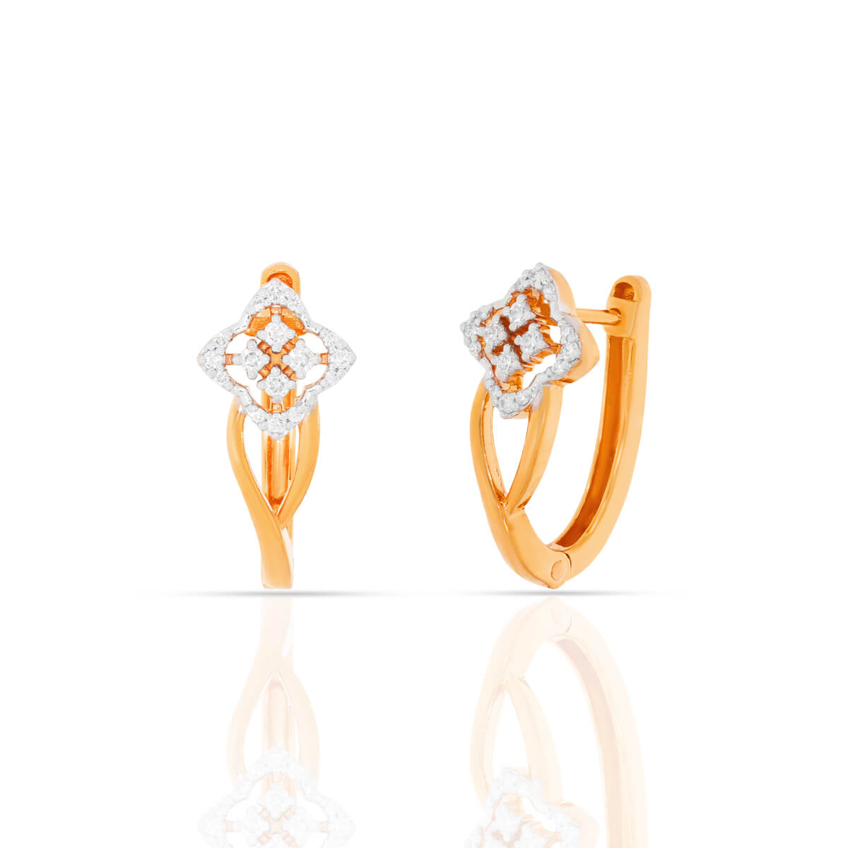 Modern Elegance Clover Hoop Gold Earrings 18K