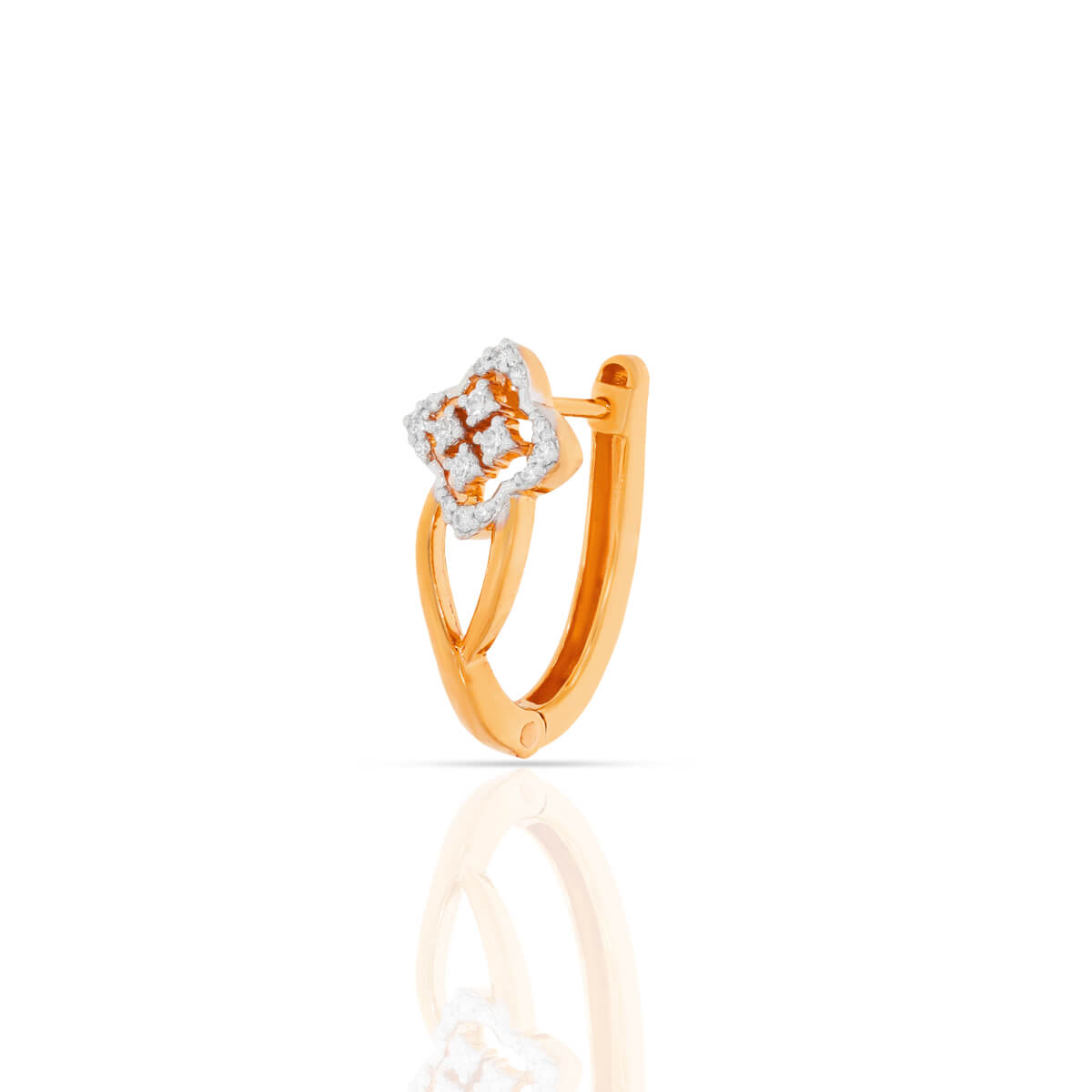 Modern Elegance Clover Hoop Gold Earrings 18K