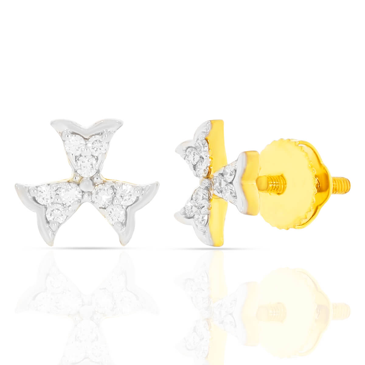 Stunning 18K Gold Clover Stud Earrings