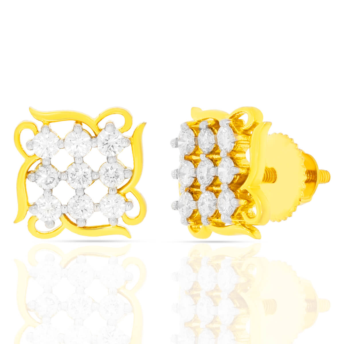 18K Square Studs with Mesmerizing Diamond