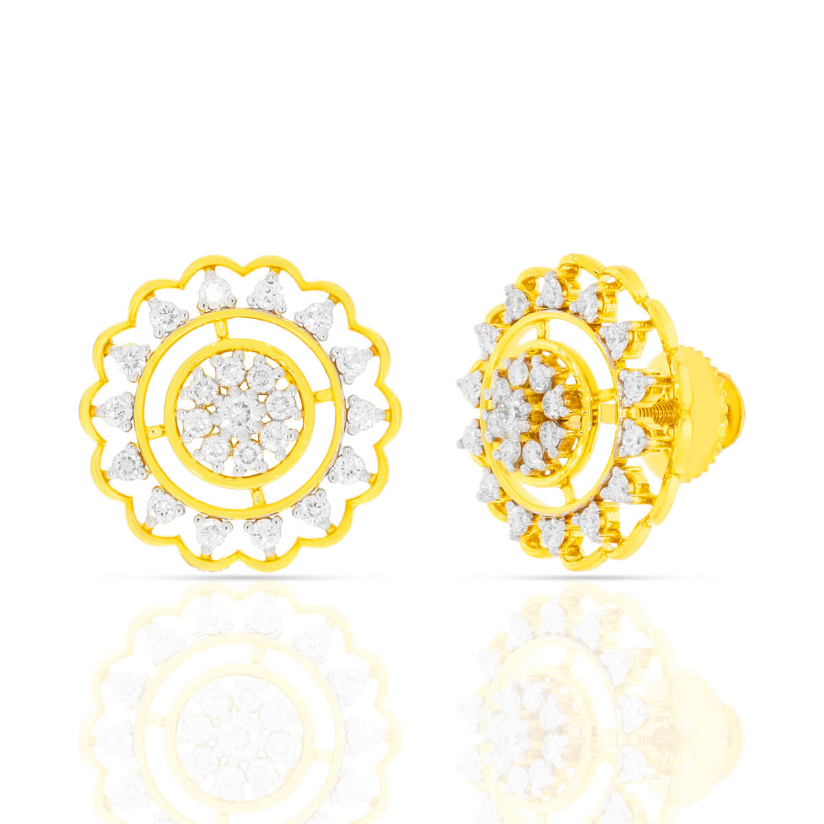 Gracefully Delicate Wheel Motif Diamond Studs