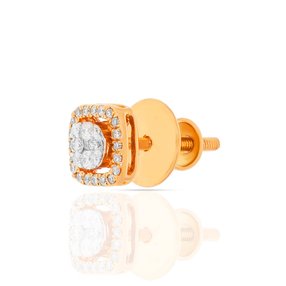 18K Elegantly Crafted Diamond Square Stud Earrings