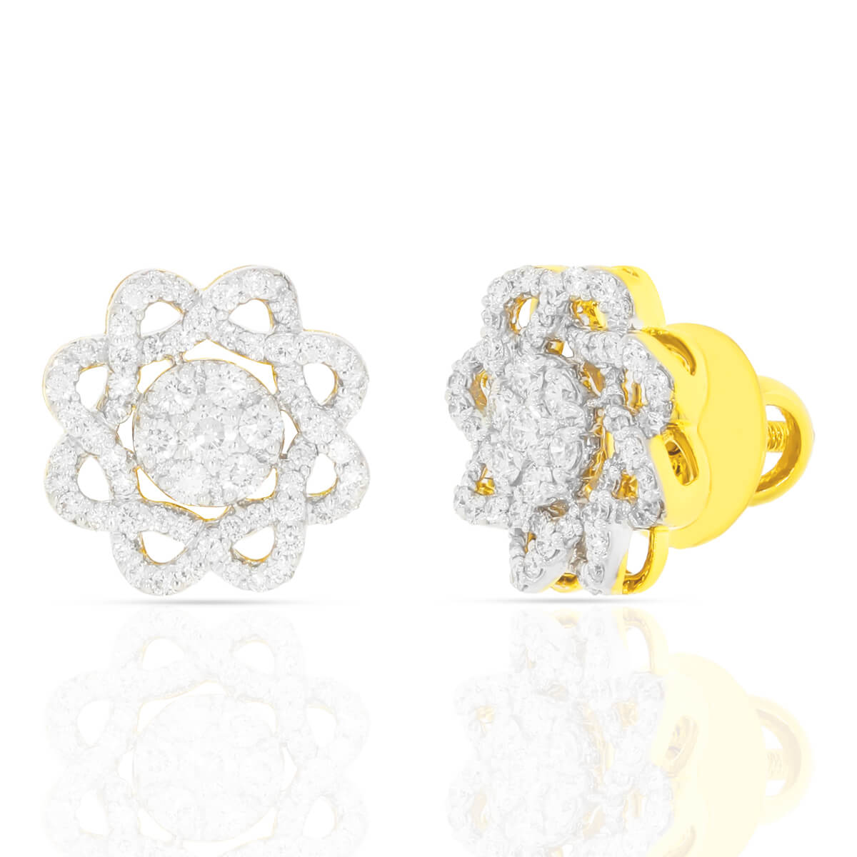 Modern Flair Full Blossom 18K Gold Studs