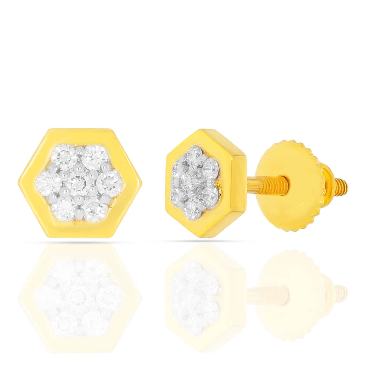 Modern Bold Hexa 18K Diamond Studs