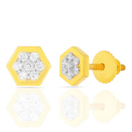Modern Bold Hexa 18K Diamond Studs
