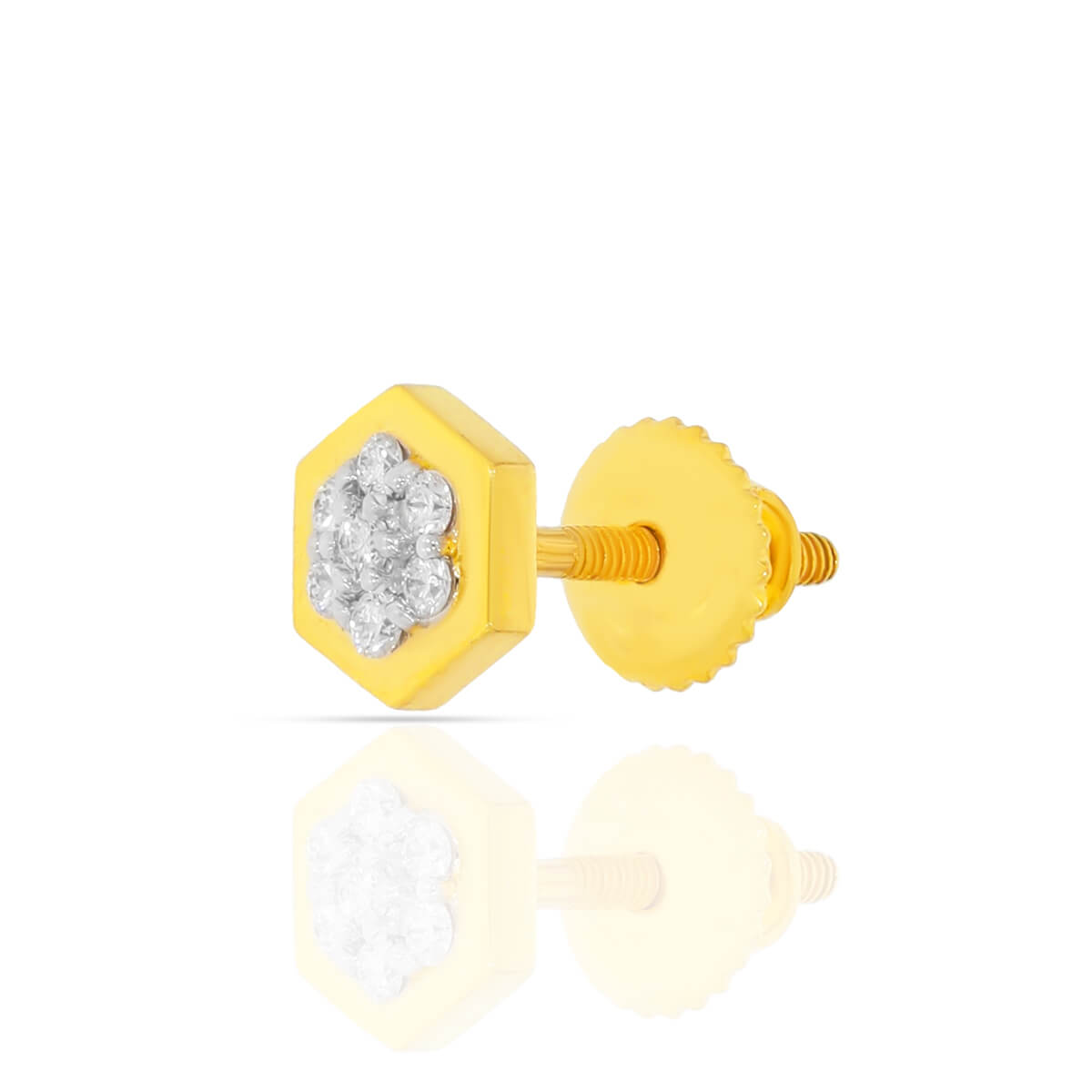 Modern Bold Hexa 18K Diamond Studs