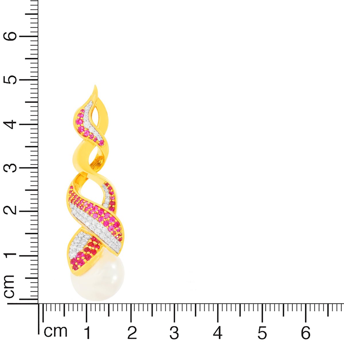 18KT Ruby Mist Pearl drops Diamond Earrings