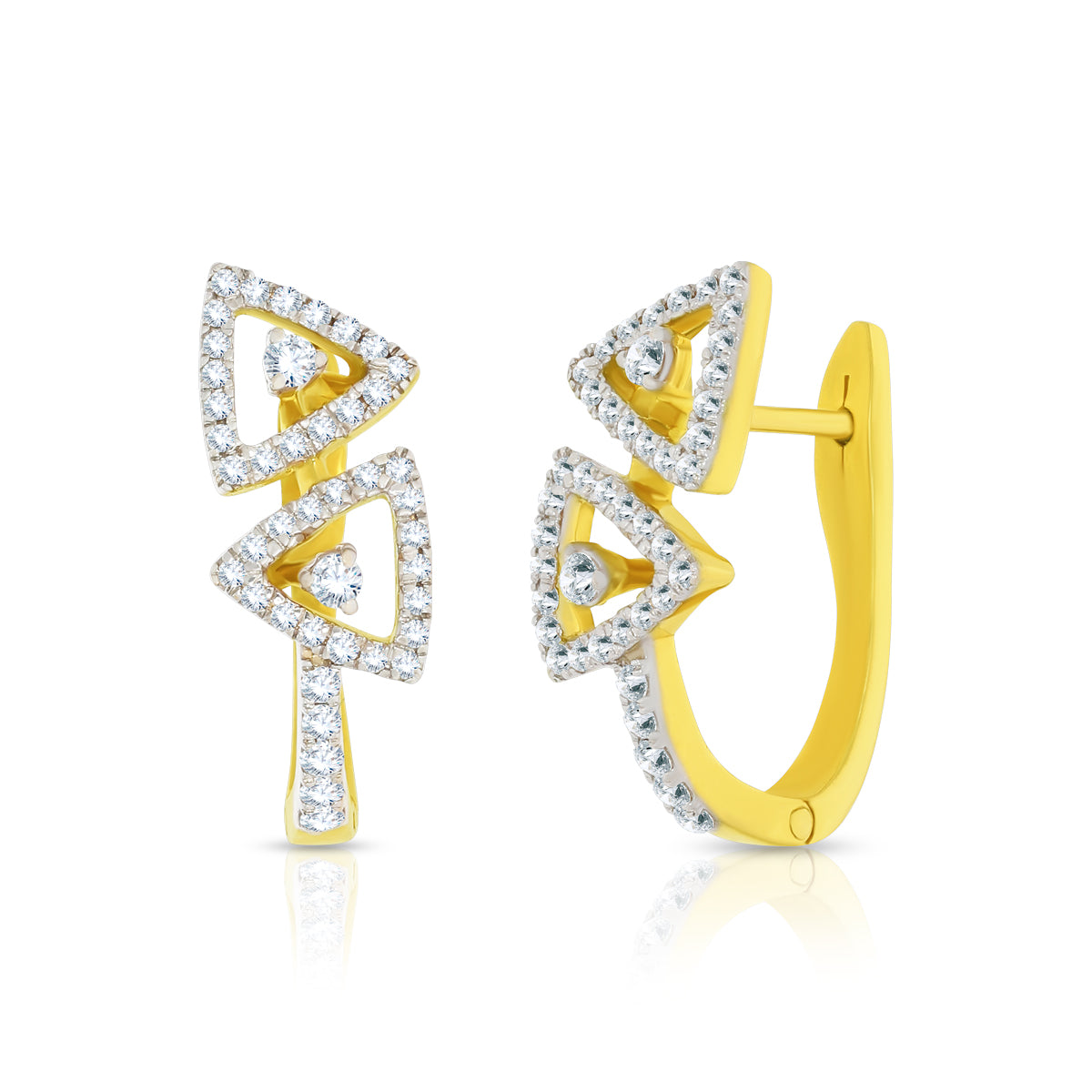 Trigonal Radiance 18K Diamond Hoops