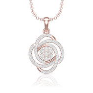Shimmering Floral Swirl Diamond Rose Gold Pendant
