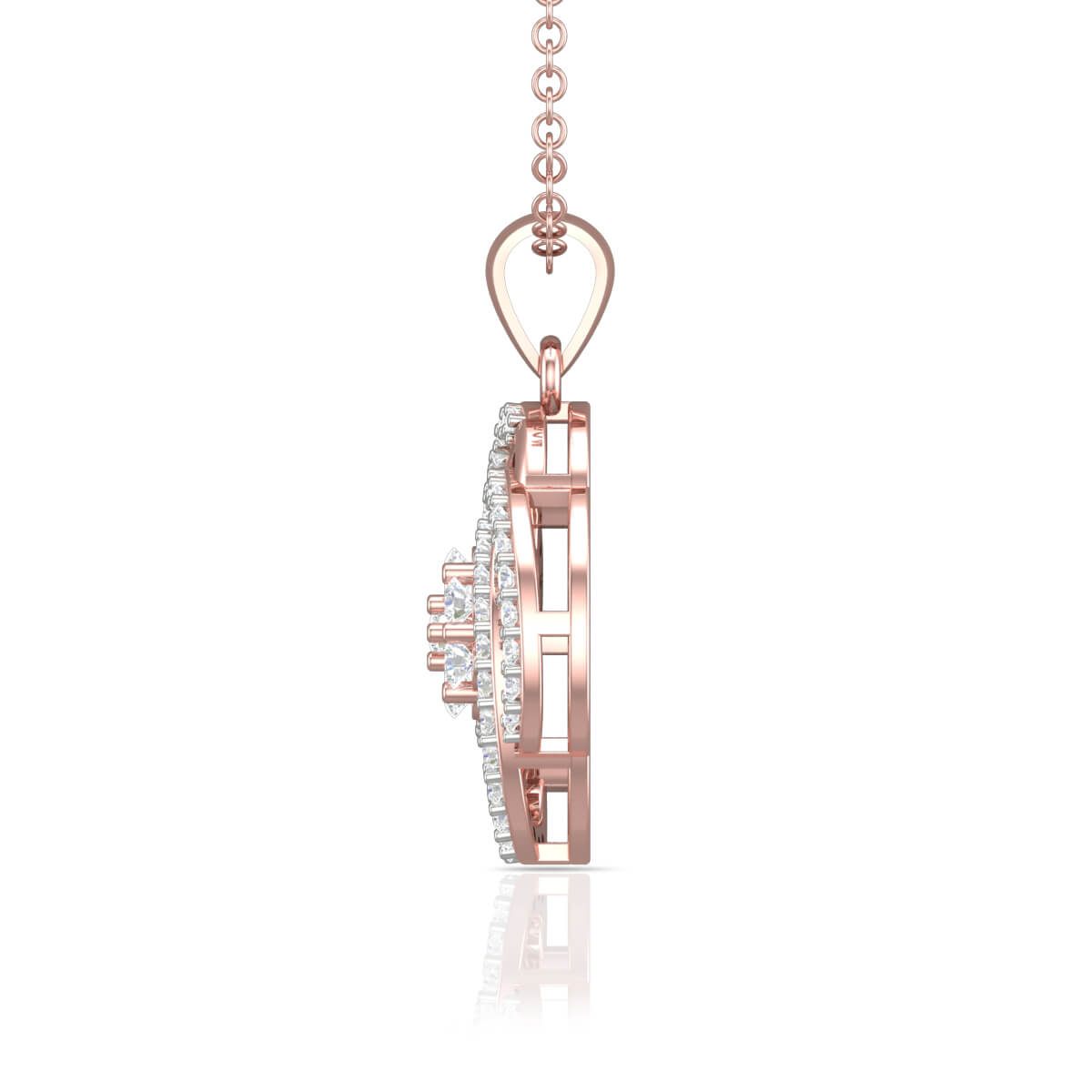 Shimmering Floral Swirl Diamond Rose Gold Pendant