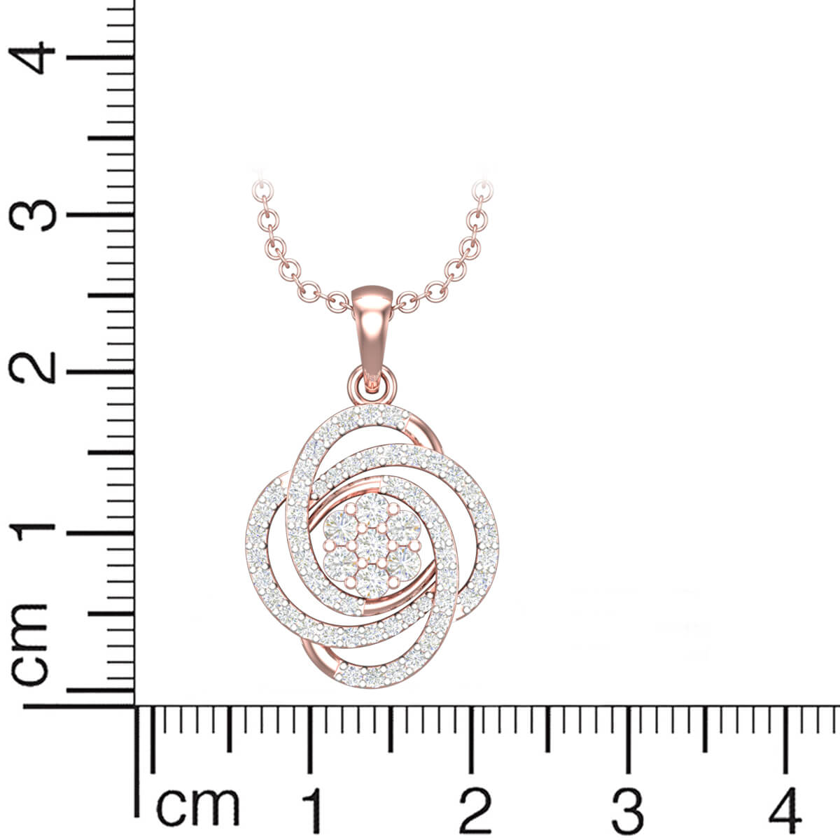 Shimmering Floral Swirl Diamond Rose Gold Pendant