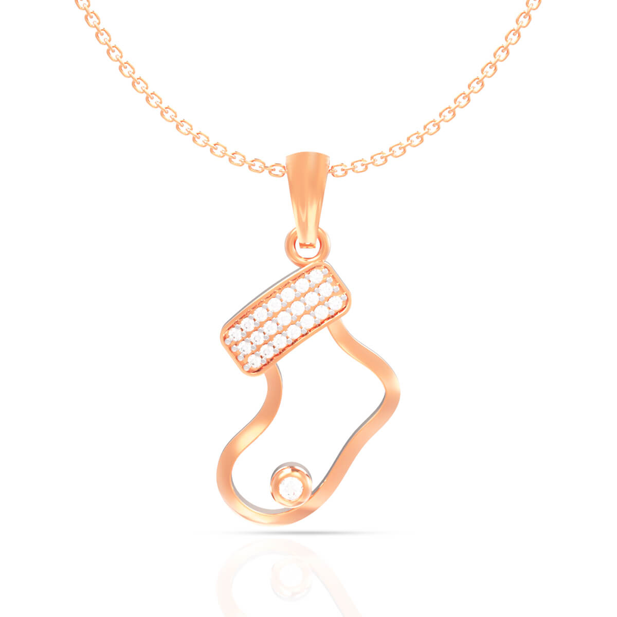 Stunning Sock Motif Diamond Rose Gold Pendant