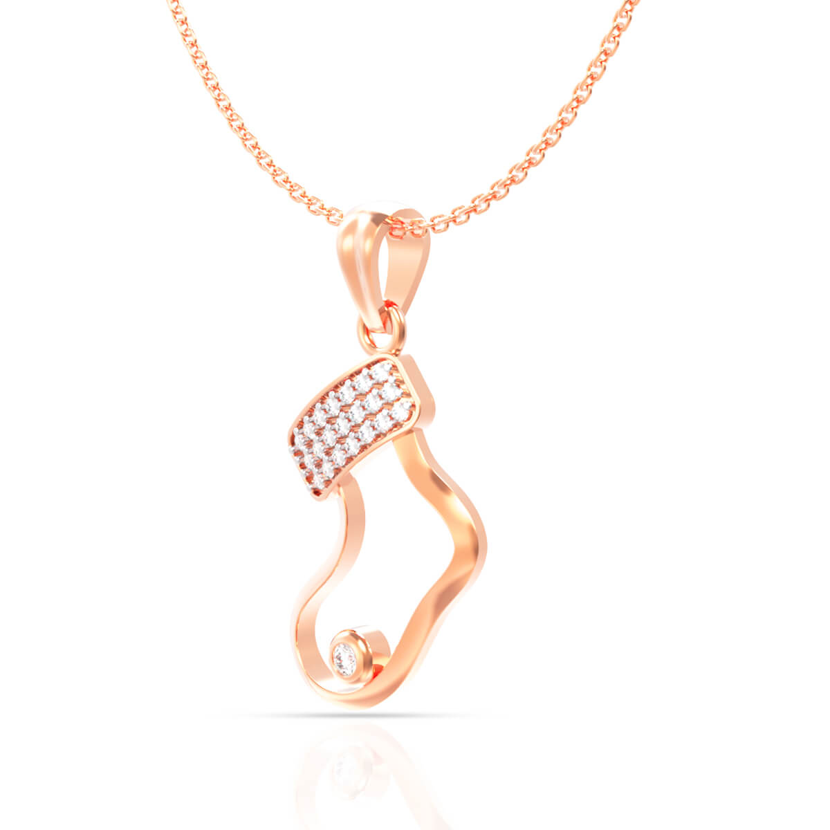 Stunning Sock Motif Diamond Rose Gold Pendant