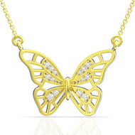 Gleaming Butterfly Diamond Pendant
