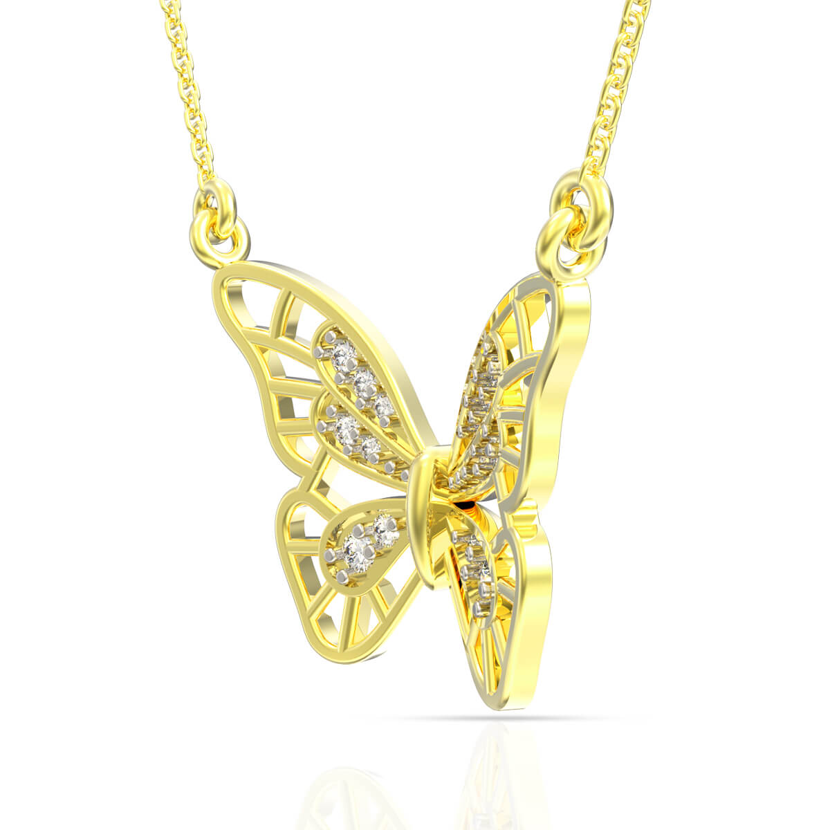 Gleaming Butterfly Diamond Pendant