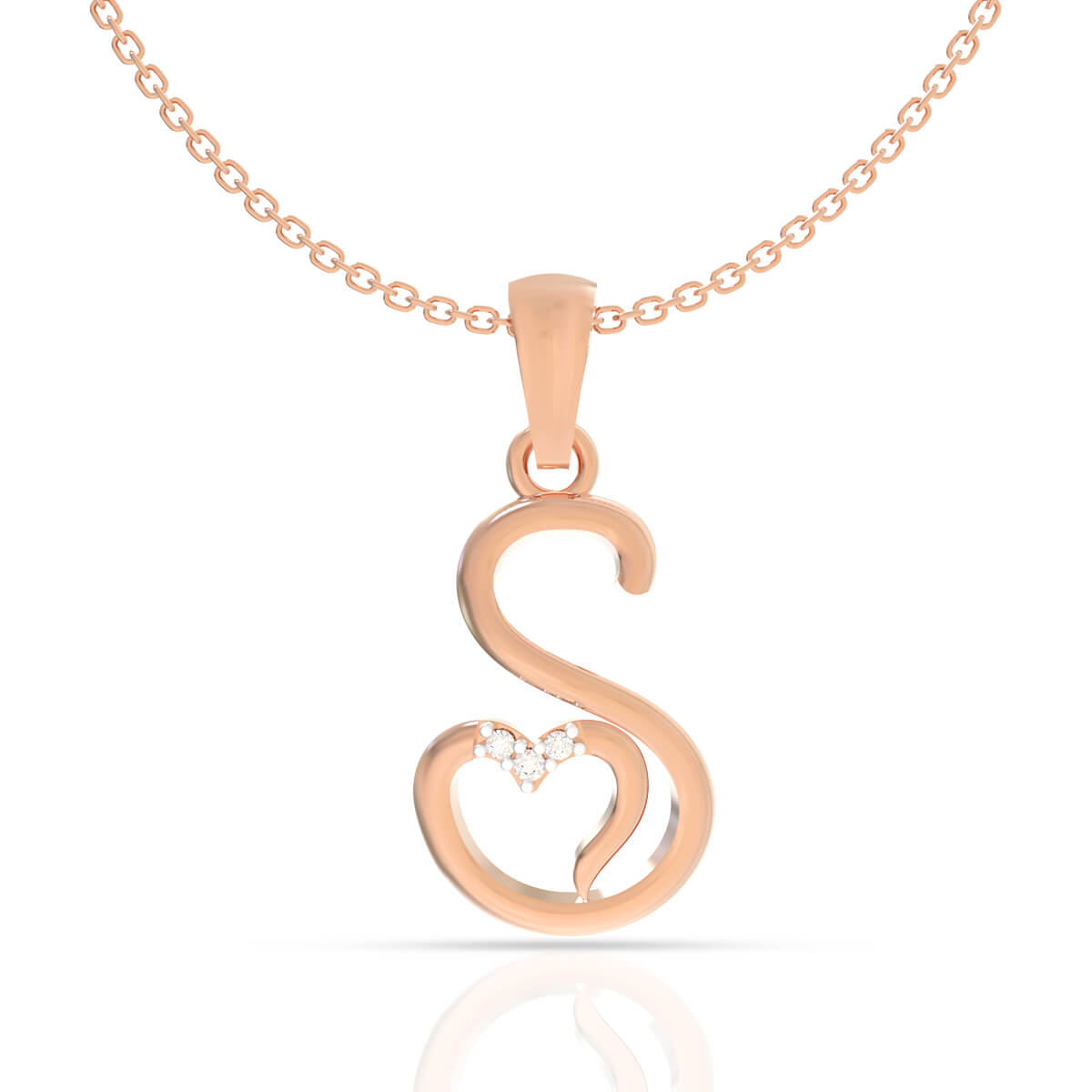 Shimmering S Alphabet Diamond Rose Gold Pendant