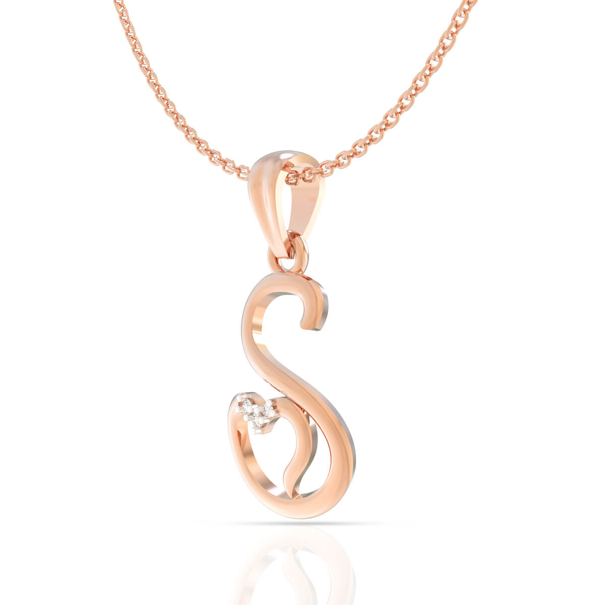 Shimmering S Alphabet Diamond Rose Gold Pendant