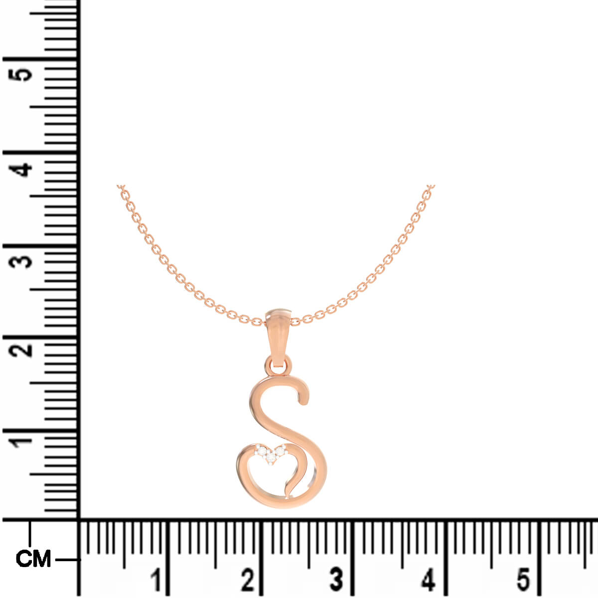 Shimmering S Alphabet Diamond Rose Gold Pendant