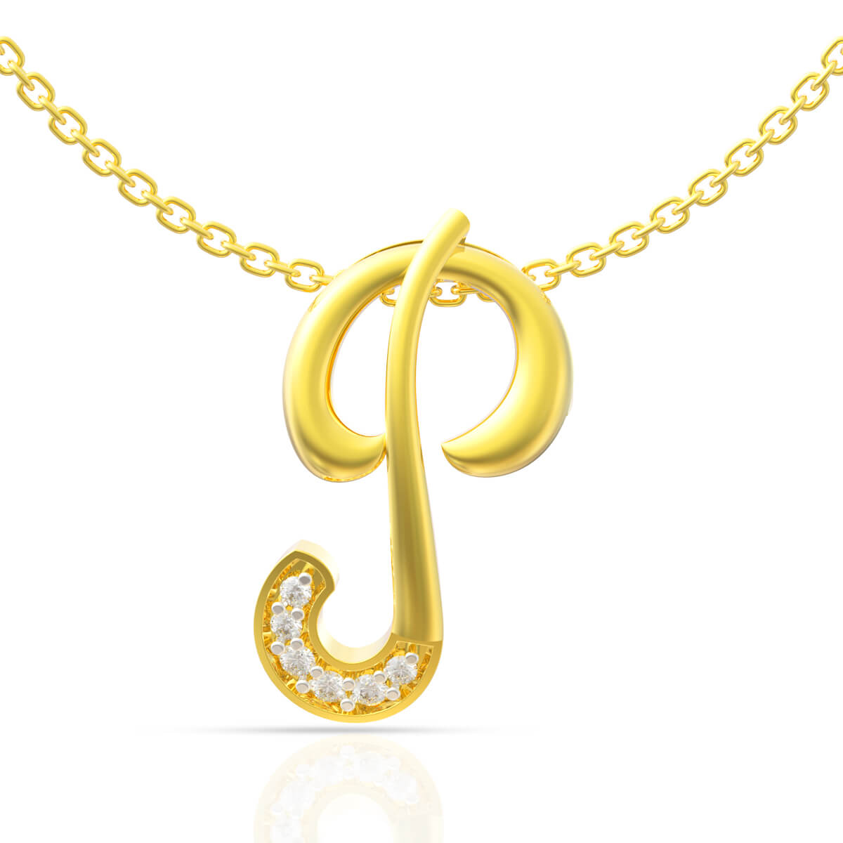 Sparkling P Alphabet Diamond Pendant