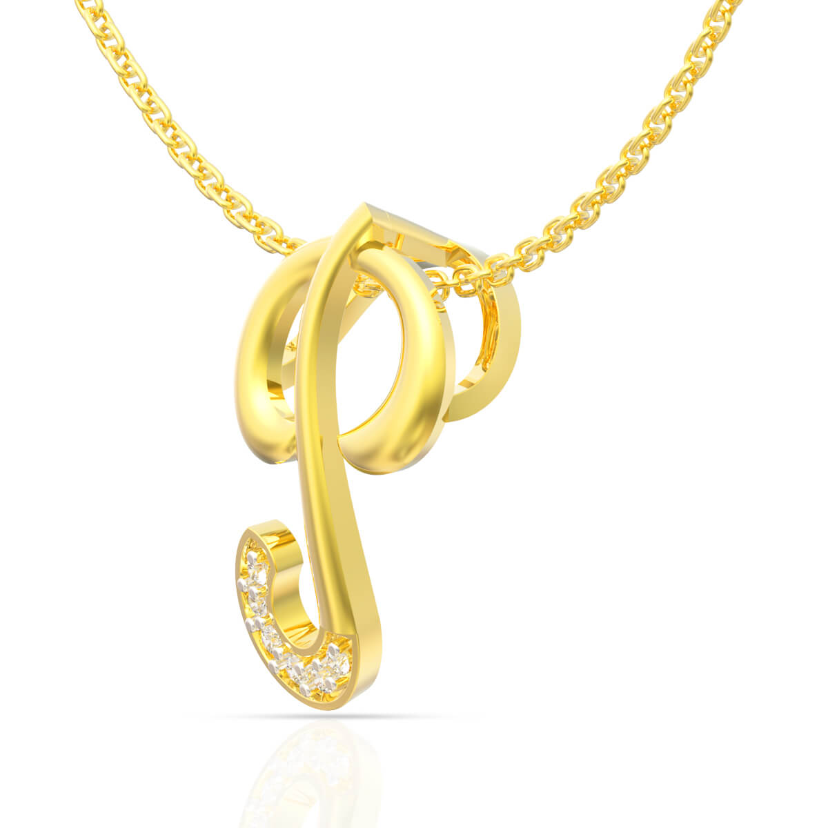 Sparkling P Alphabet Diamond Pendant