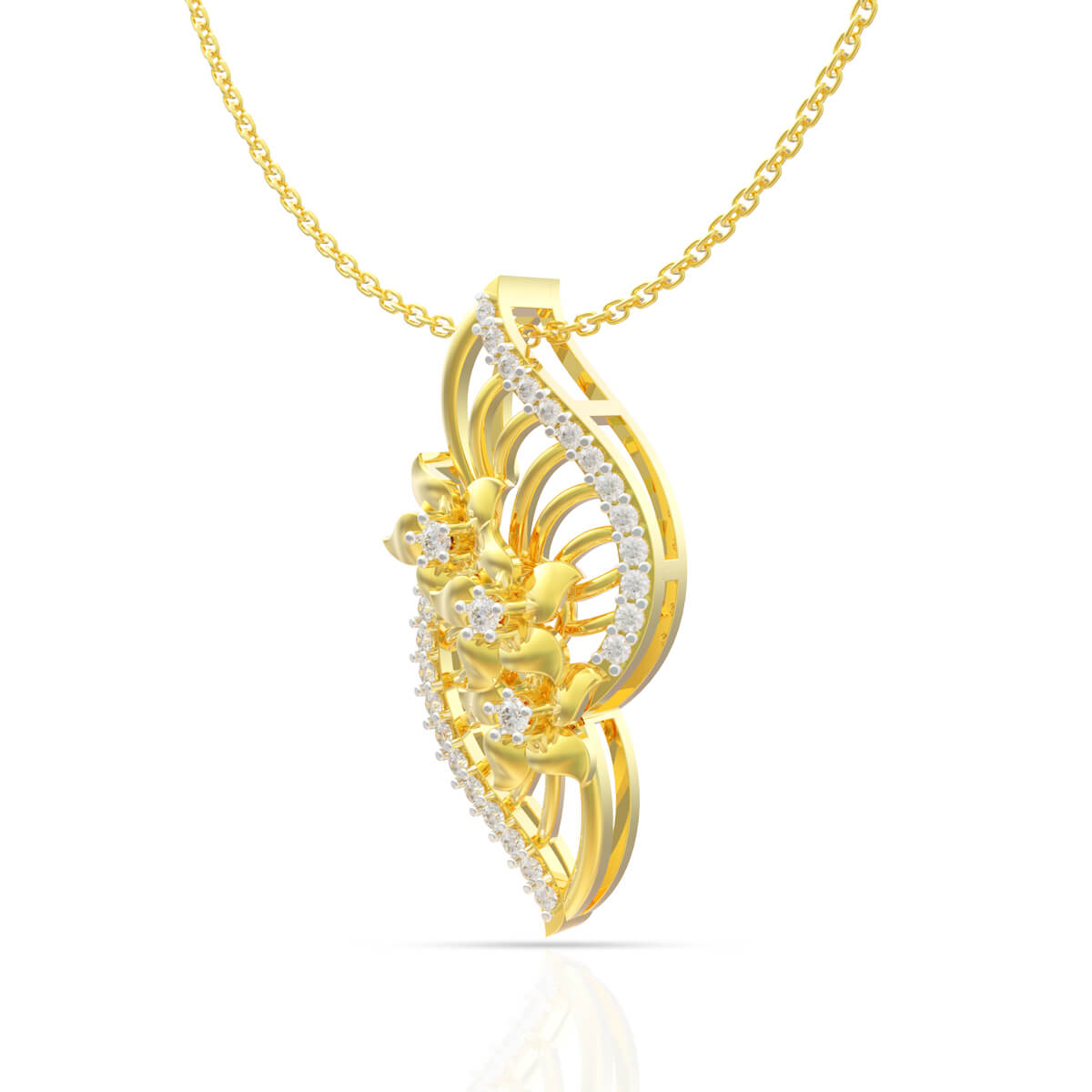 Shimmering Foliage Diamond Pendant