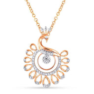 Shimmering Peacock Elegance Diamond Rose Gold Pendant