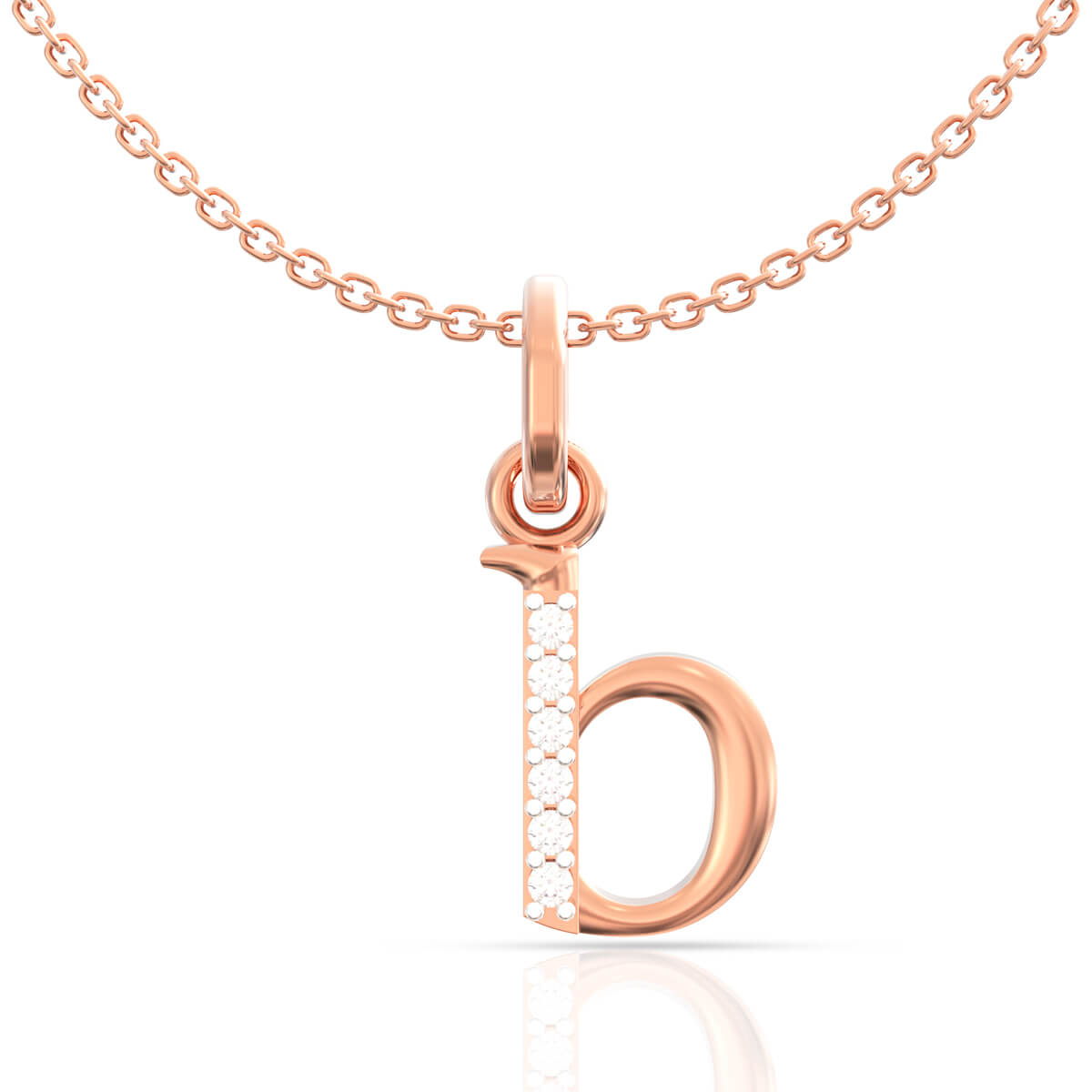 Bright Charm B Alphabet Diamond Rose Gold Pendant