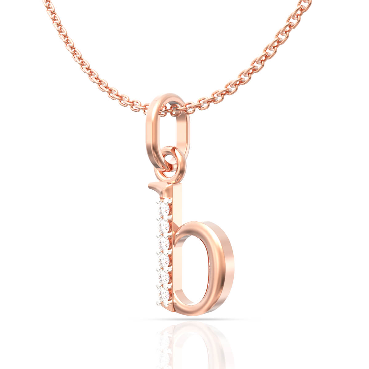 Bright Charm B Alphabet Diamond Rose Gold Pendant