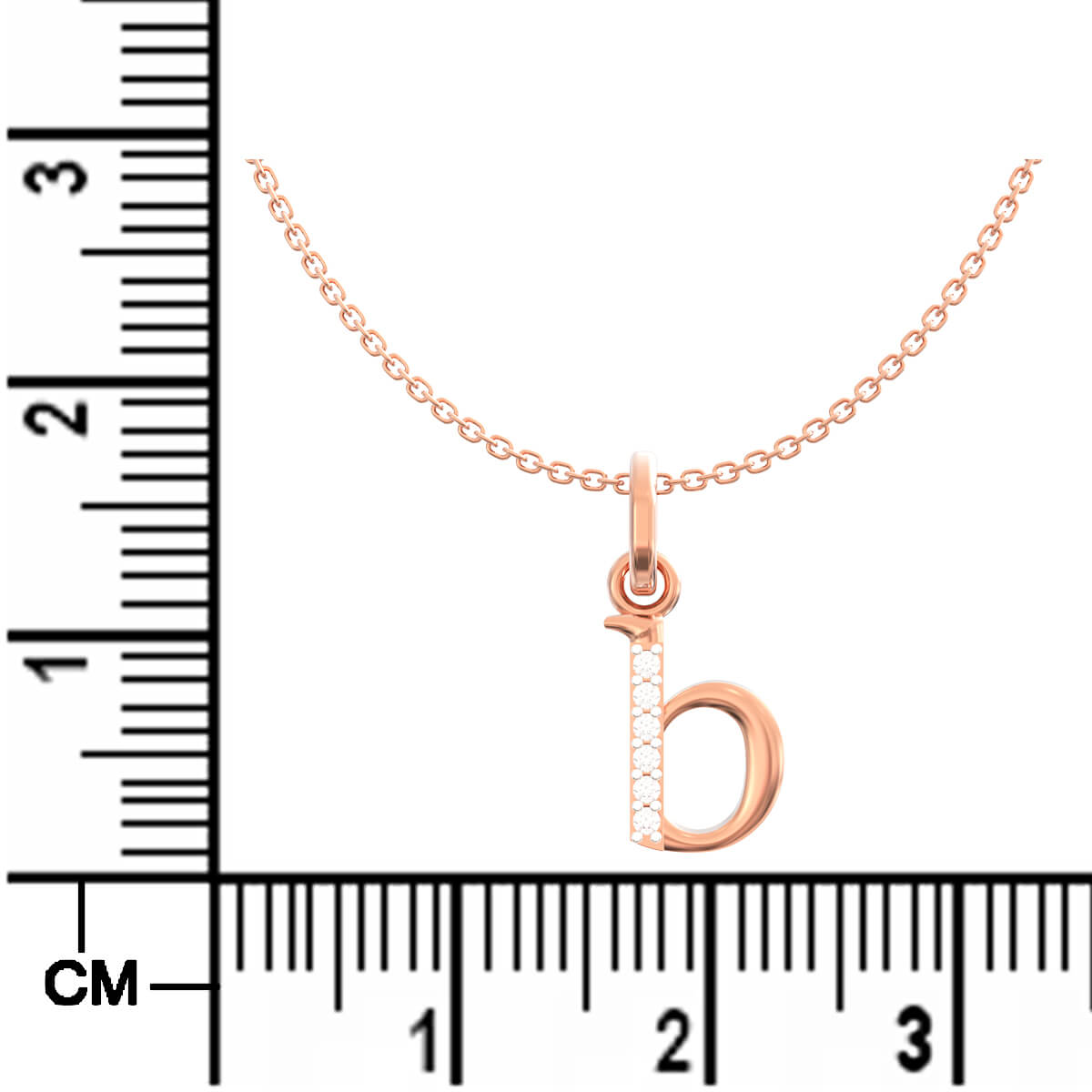 Bright Charm B Alphabet Diamond Rose Gold Pendant