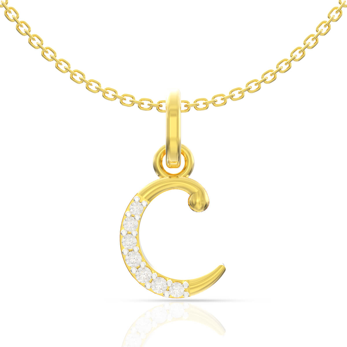 Charming Glow C Alphabet Diamond Pendant
