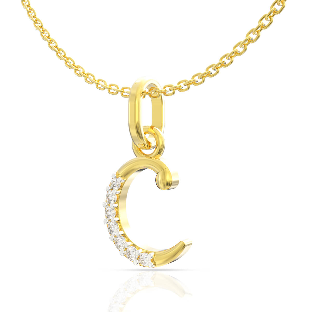 Charming Glow C Alphabet Diamond Pendant