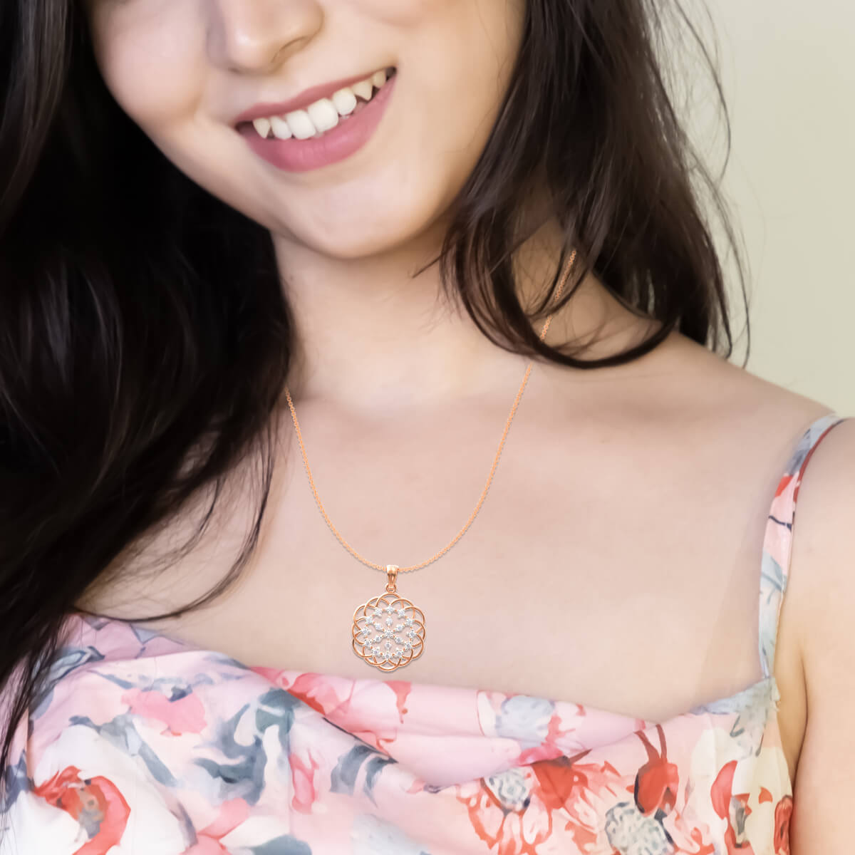 Alluring Shine Diamond Rose Gold Pendant