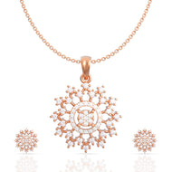 Shimmering Floral Charm Diamond Pendant Set