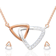 Modern Trigonal Shine Diamond Pendant Set