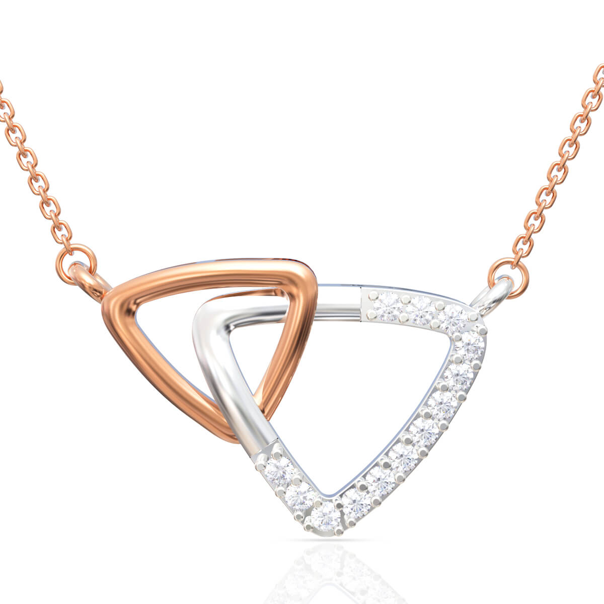 Modern Trigonal Shine Diamond Pendant Set