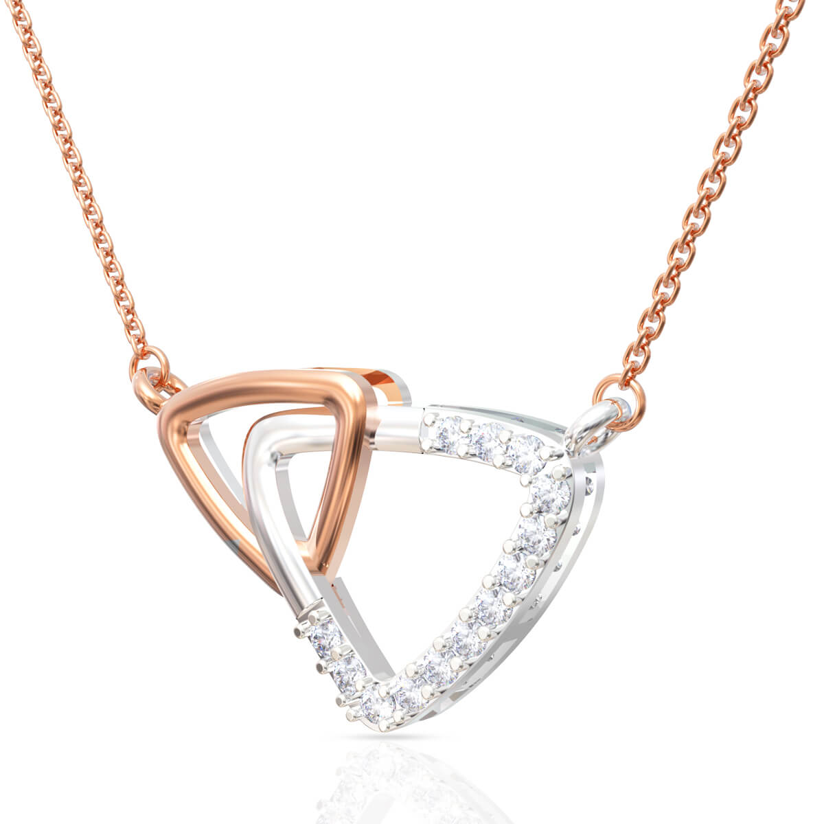 Modern Trigonal Shine Diamond Pendant Set